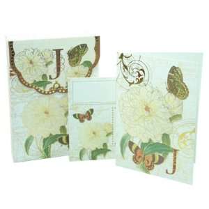  Punch Studio Floral Monogram Pouch Note Cards  #56976J 