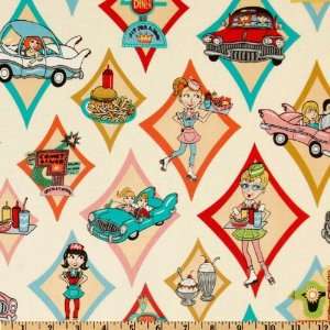  44 Wide Barbaras Diner Drive Thru Cream Fabric By The 