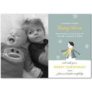   Winter Boy Birth Announcements   Striding Snowman By Petite Alma Baby