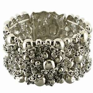  Fashion Stretch Bracelet With Antique Silver Plated Metal 