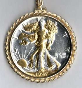 Gold & Silver Pendant, Walking Liberty Half, 1916 1947  