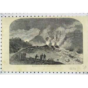   1858 Scene Eruption Vesuvius Mouth Great Stream Lava