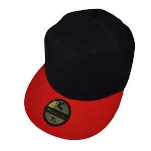  2 Tone Black/Red Fitted Baseball Cap 7 