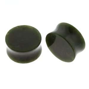 British Columbian Green Jade Stone Plugs   1 (25mm)   Sold as a Pair