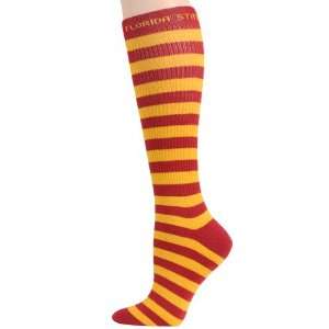   (FSU) Ladies Garnet Gold Striped Knee High Socks