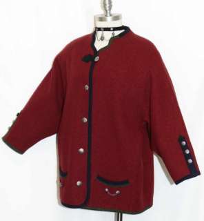 STEINBOCK ~ Burgundy BOILED WOOL Women AUSTRIA Winter SWEATER Jacket 