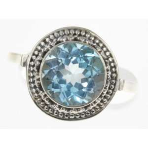  925 Sterling Silver BLUE TOPAZ Ring, Size 8, 5.61g 