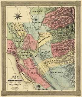 CALIFORNIA MINING DISTRICT (CA/MINES) MAP 1851 MOTP  