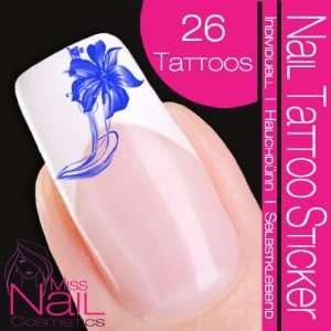  Nail Tattoo Sticker Blossom / Flower   blue Beauty