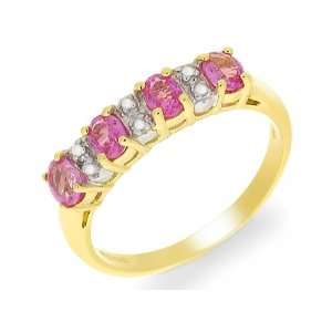    9ct Yellow Gold Pink Sapphire & Diamond Ring Size 5.5 Jewelry