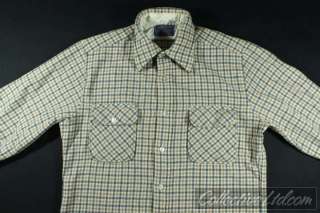 Vtg Pendleton Wool L/S Woven Shirt Plaid TAN Large L  