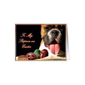  Happy Easter Stepson Boxer Dog Card Health & Personal 
