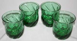 SET OF 4 GREEN ANCHOR HOCKING STARFIRE, CENTRAL PARK GLASSES   8 OZ 