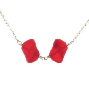  Anna Perrone Double Red Glass Bead .925 Sterling Silver 