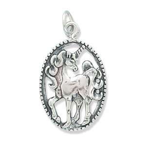    Sterling Silver Unicorn Charm with 18 Steel Chain Jewelry