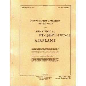  Stearman PT 13 17 18 Aircraft Pilots Flight Manual 