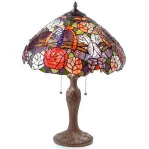  Cascading Rose & Dragonfly Table Lamp
