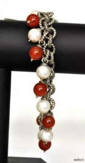 New $950 ANDREA CANDELA SS Pearl Red Jasper Bracelet  