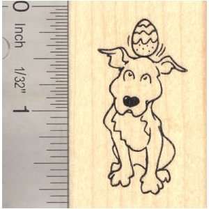  Easter Pitbull Dog Rubber Stamp, With Egg Arts, Crafts 