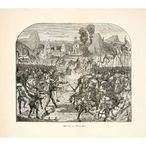 1887 Wood Engraving Battle Poitiers France England Hundred 