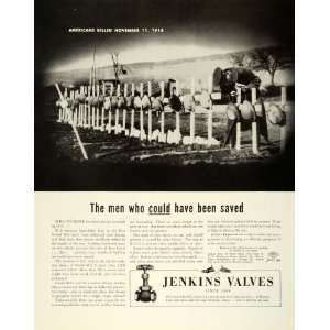  1944 Ad Jenkins Bros. Steel Valves WWI Graves Soldiers 