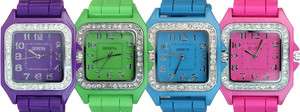 Bling Square Face Ceramic Silicone Watches  