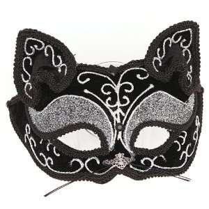  Black Venetian Inspired Cat Mask 