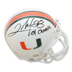  Clinton Portis Miami Hurricanes Autographed Mini Helmet 