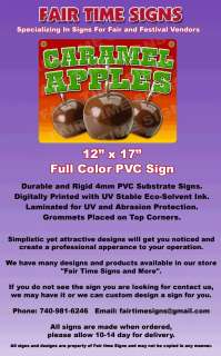 CARAMEL APPLE Concession Sign   Rectangle PVC Full Color Laminated 