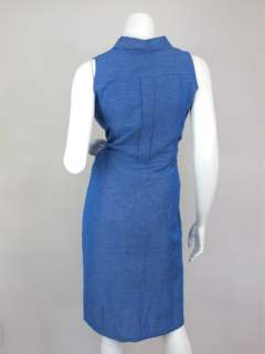 37 441 MAX MARA Italian Holiday Periwinkle Blue Linen Day Dress 