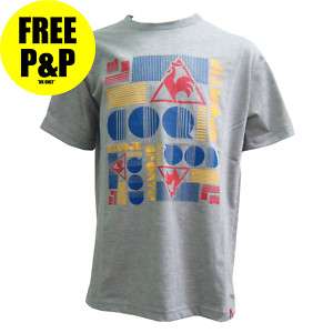 LE COQ SPORTIF Blocks Kids T Shirt Tee Grey RRP £12.99  