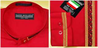 Daniel Ellissa Dress Shirt 19.5 36/37 Red Gold Clergy Collar Metallic 
