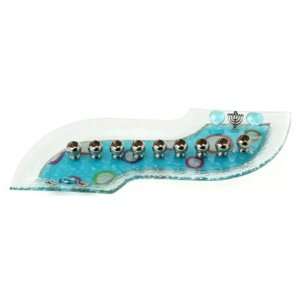  S Shaped Menorah With Bubbles On Blue