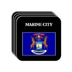  US State Flag   MARINE CITY, Michigan (MI) Set of 4 Mini 