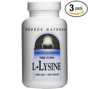  Source Naturals L Lysine, Free Form, 1000mg, 100 Tablets 