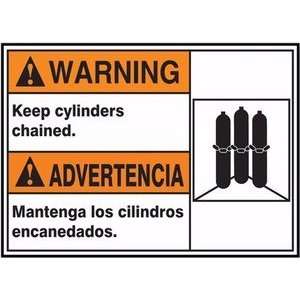 WARNING WARNING KEEP ALL CYLINDERS CHAINED (BILINGUAL SPANISH) Sign 