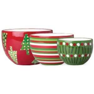  All Spruced Up Ceramic Holiday Prep Bowl, Set of 3