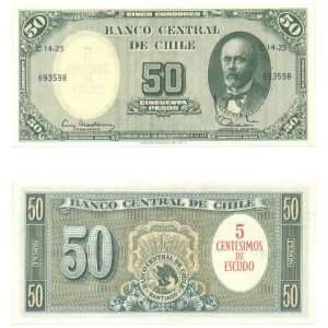  Chile ND (1960 61) 5 Centesimos overprint on 50 Pesos 
