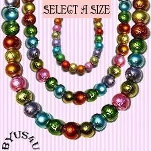 METALLIC GLASS SPECTRA BEADS SLURRY SPLATTER 16 inch strand FREE 