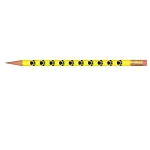 Paw Print School Pencil, Yellow Barrel, Black Paws. A05654A
