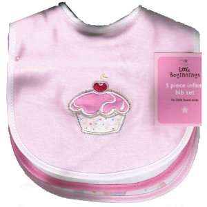    Girls Baby Bibs   3 Pack with Cupcake and Pink Hearts Baby