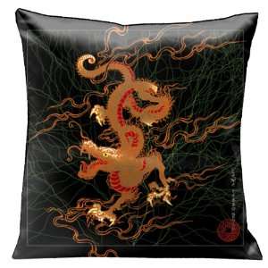  Lama Kasso Exotic Asia Red Dragon Flying Across a Black 