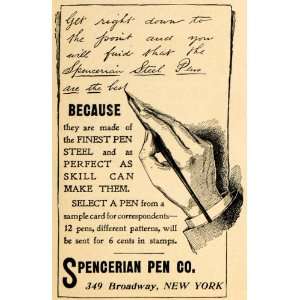  1902 Ad Spencerian Steel Pens Writing Hand New York 