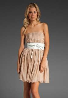 Haute Hippie Belted Strapless Pleated Chiffon Dress S NWT $595  