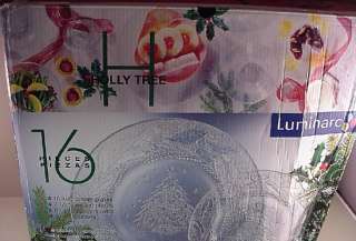 Luminarc France Crystal Holly Tree Christmas Set 8 Plates 4 Tumblers 4 