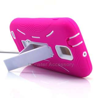 Pink White Double Layer Kickstand Hard Case Cover Samsung Galaxy S 2 T 