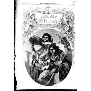  1856 ANTIQUE FINE ART PORTRAIT SPANISH MINSTRELS