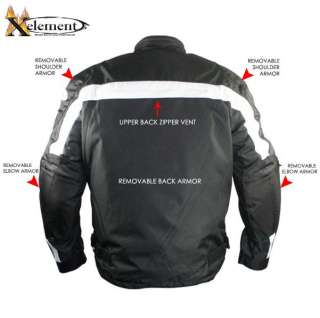 Mens Level 3 Armored Black&White Waterproof Tri Tex Fabric Motorcycle 