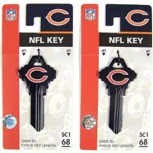  CHICAGO BEARS OFFICIAL SCHLAGE BLANK HOUSE KEYS (2 