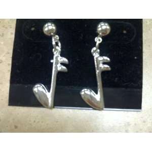  Silver Plated 16th Note Drop Earrings 